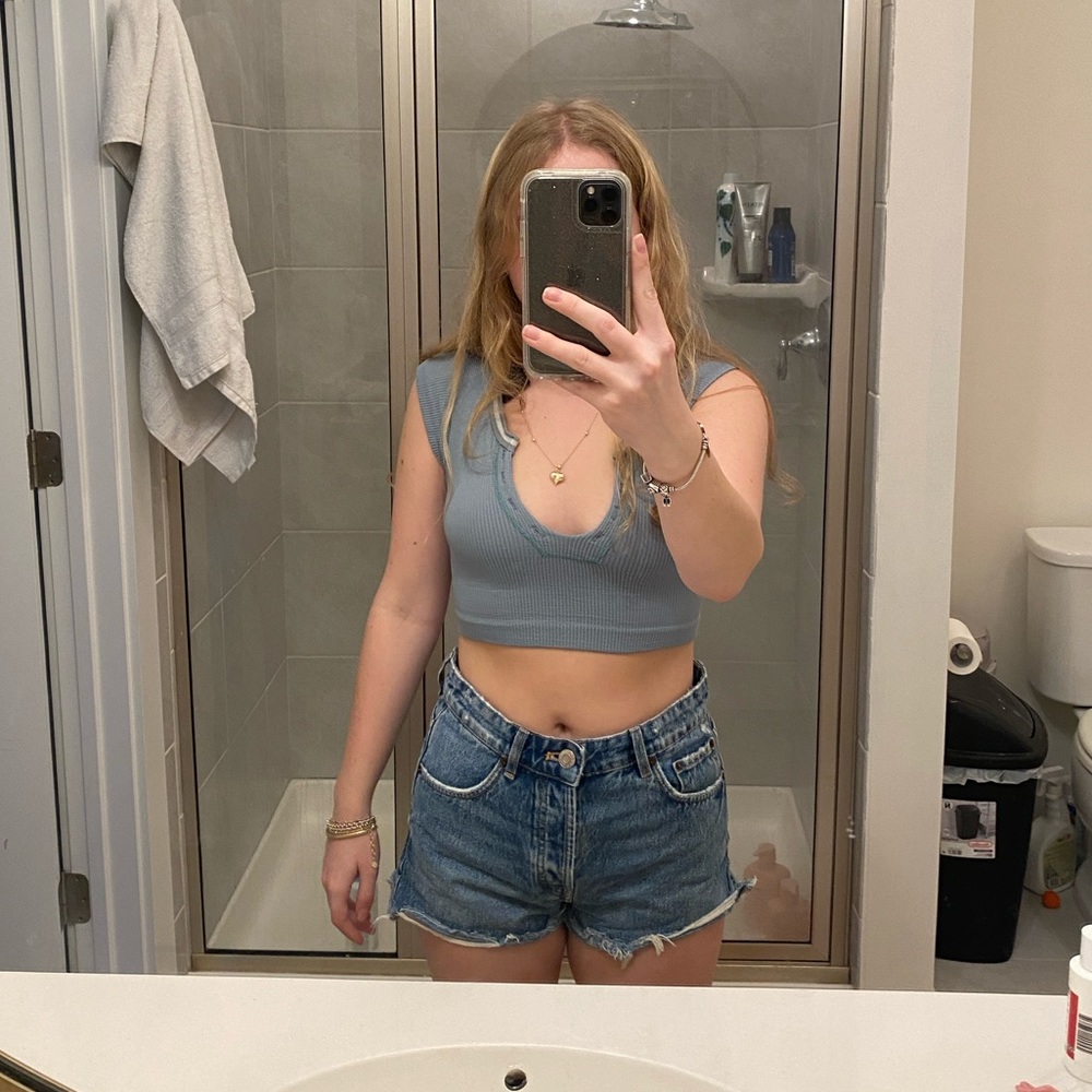 zara blue jean shorts